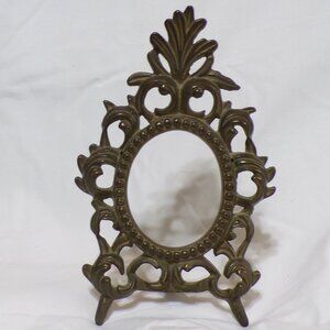 Antique Brass Heavy Scrolled Photo Picture Frame with Stand or Easel #4008